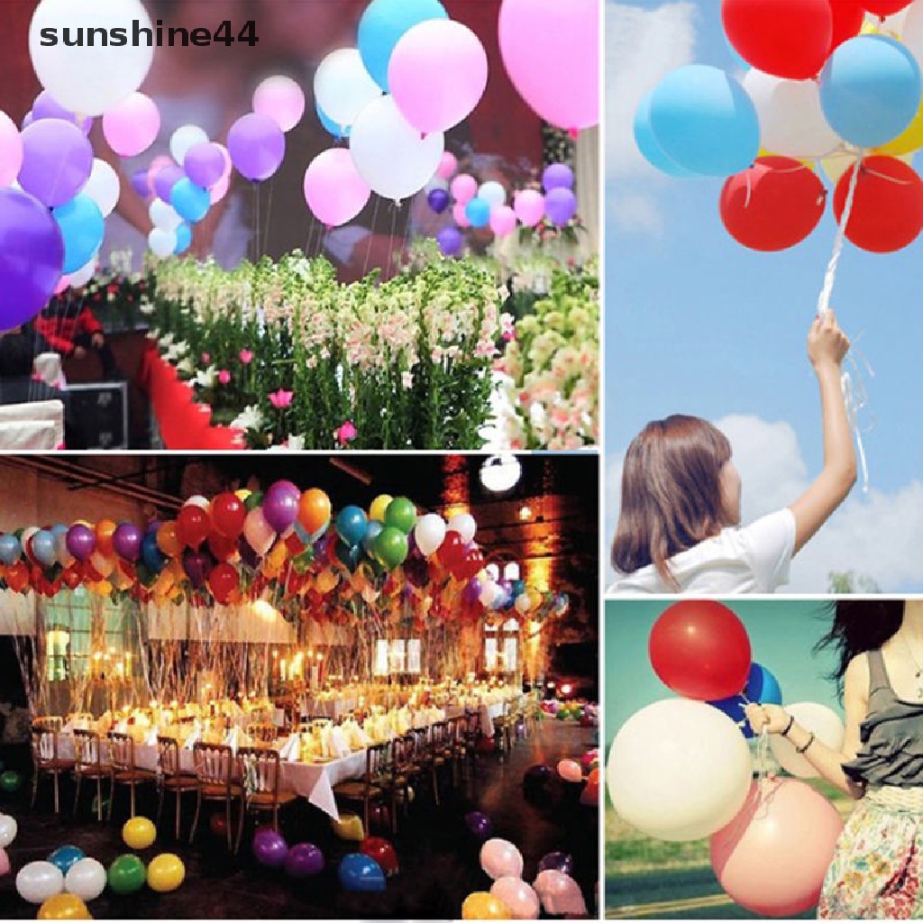 Sunshine 100pcs Balon LATEX Polos 10 &quot;Untuk Dekorasi Pesta Pernikahan / Ulang Tahun