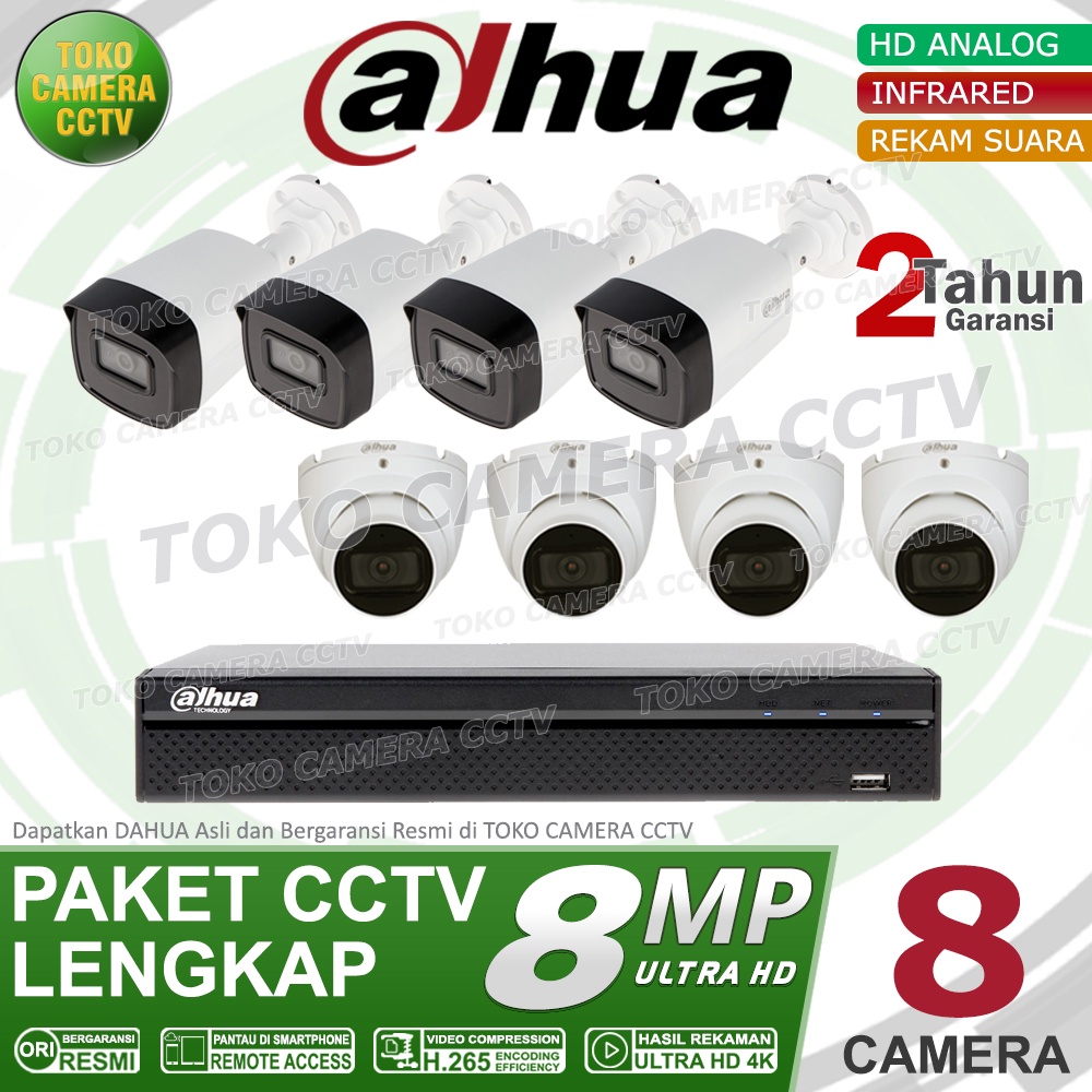 PAKET CCTV DAHUA 8MP AUDIO 8 CHANNEL 8 KAMERA