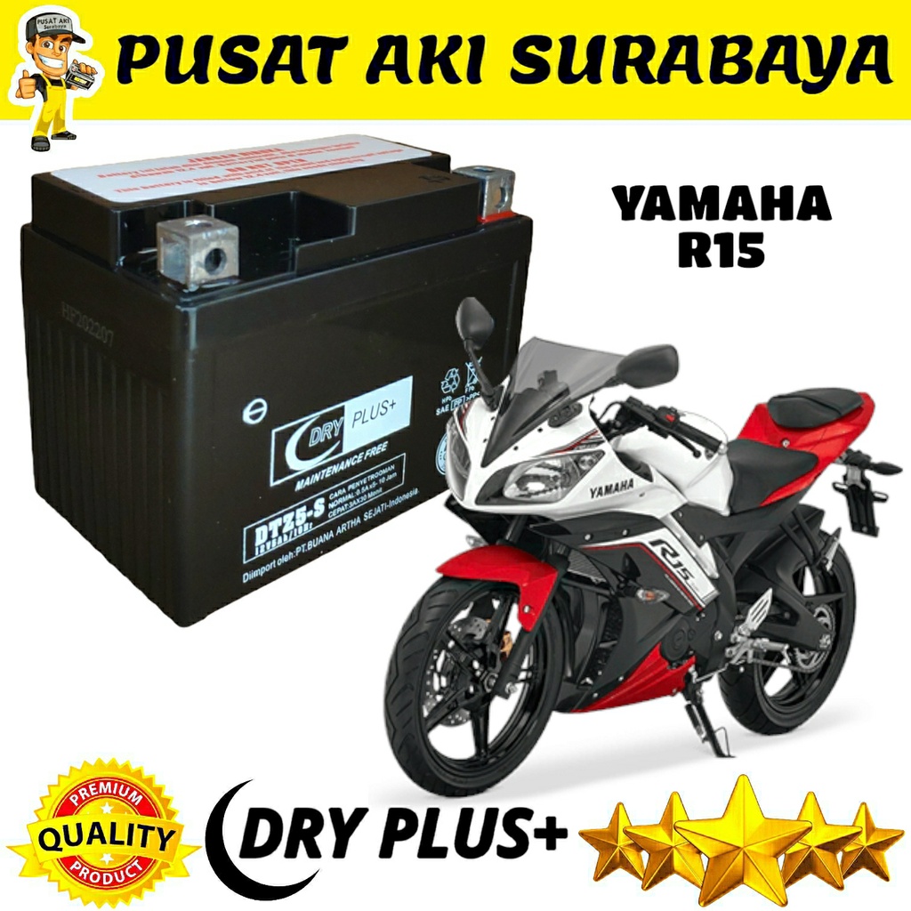 PUSAT GROSIR ACCU MOTOR KERING DRYPLUS DTZ5S 12V 5AH R15 MIO SOUL GT REVO FINO XEON AKI BERKUALITAS MTZ5S YTZ5S YTZ4V GTZ5S