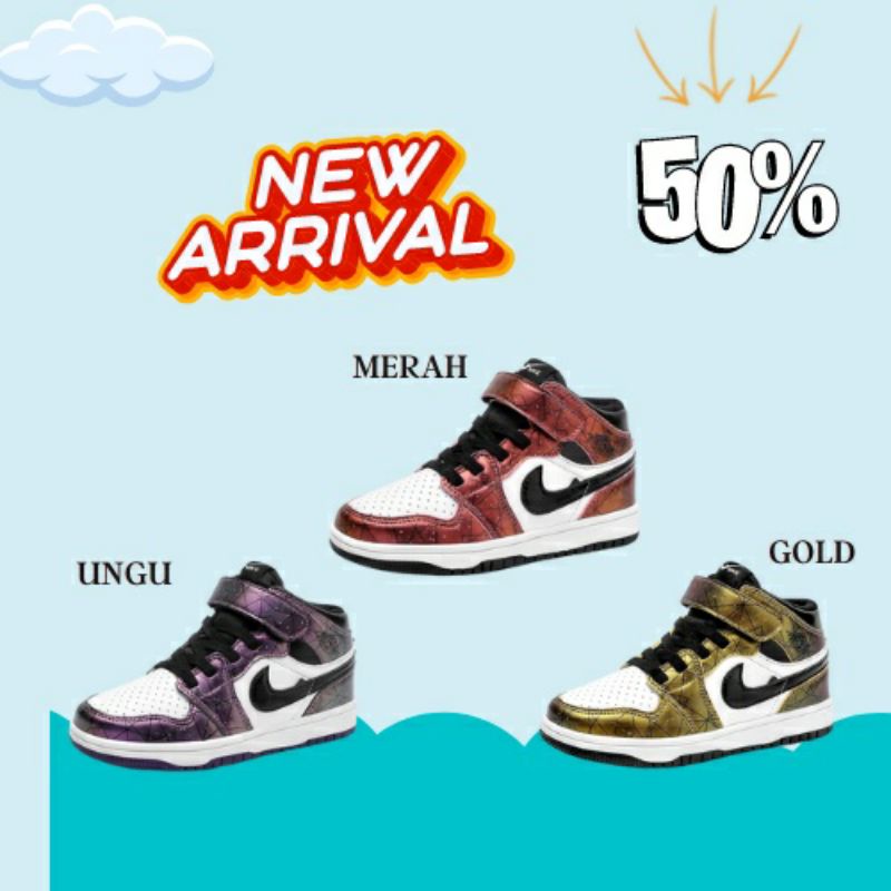 Chubby Glory SH21140N Sepatu Sneakers Anak sepatu Sekolah anak SD SMP Semi Boots Anak Laki-laki dan Perempuan sepatu jord*n Import Ringan Sepatu Anak AIR JORD*N Usia 3-12 Tahun Size 27-39