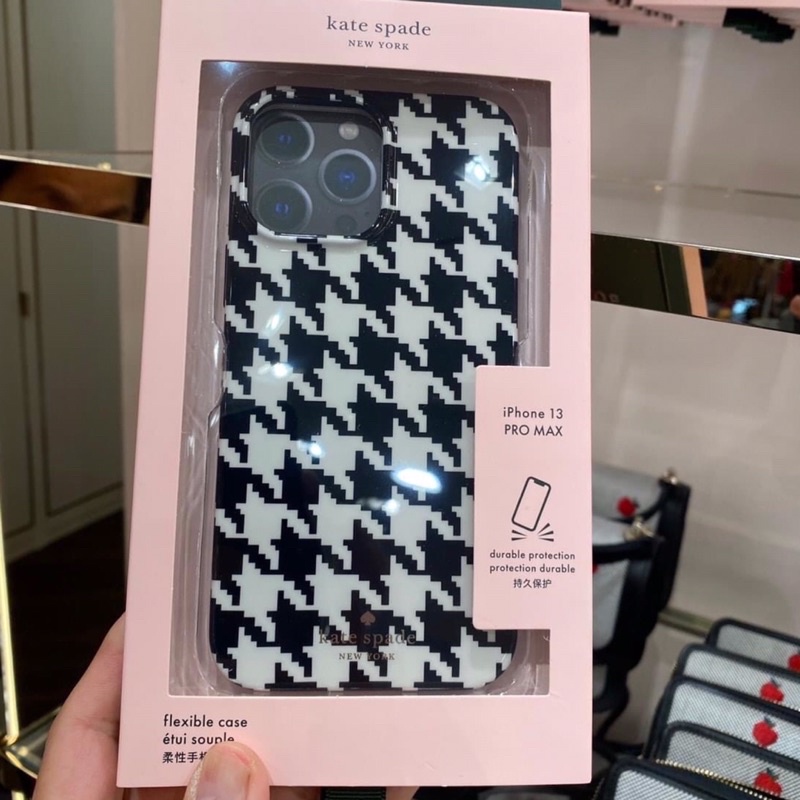 CASING CASE IPHONE 13 PRO MAX KS KATE SPADE HOUNDSTOOTH PRINTED RESIN IPHONE