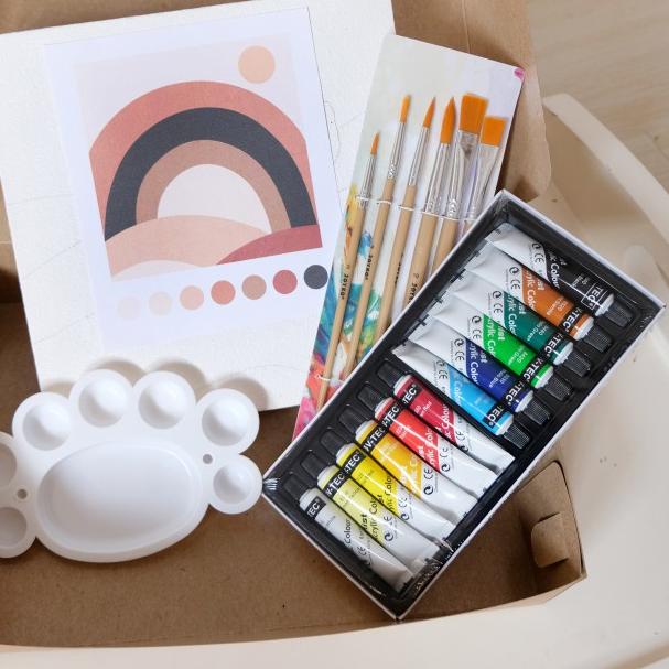 

Paket Melukis Aesthetic Paint By Number 20 x 20 painting kit Komplit - Paket 3