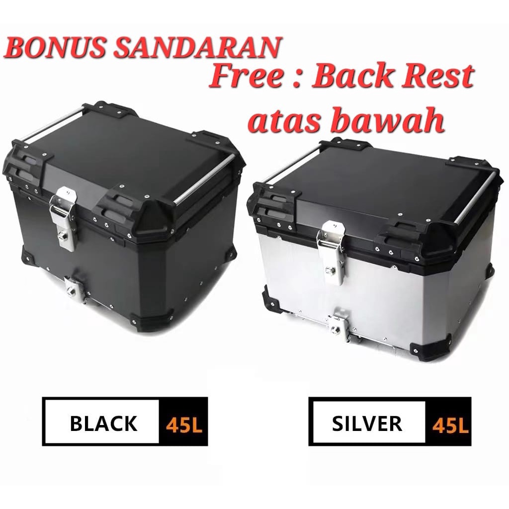 TopBox Motor Kunci Alumunium Pannier Bracket Kotak Top Box 45L 50 Liter topcase motor