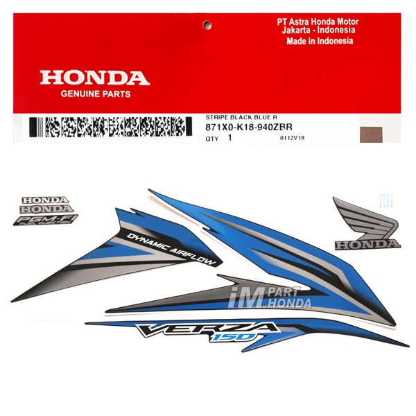 871X0-K18-940ZBR Stiker Verza 150 2015 Bold Black Hitam Biru Kanan