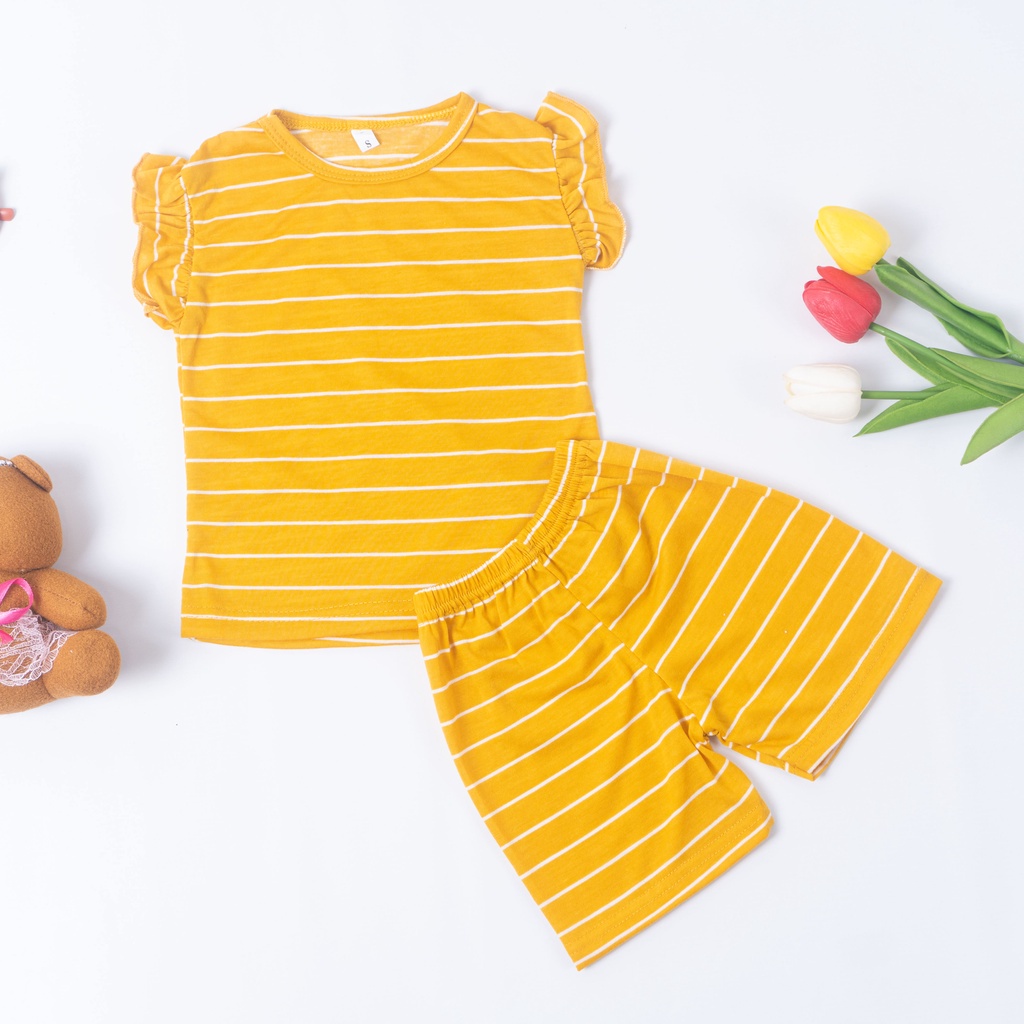 IL - Setelan Anak Perempuan / Setelan Anak Ruffle Set Salur / Set Salur Ruffle Anak