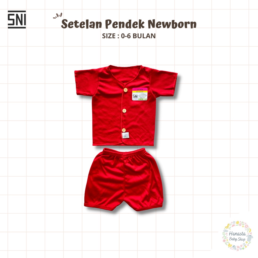 Baju Bayi Newborn Setelan Lengan Pendek Polos Katun 0-6 Bulan