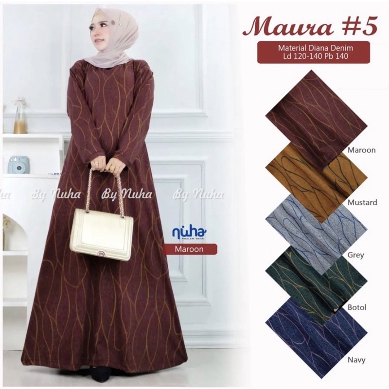 Maura Dress #5 Ld120 - Gamis Diana Denim Terbaru Jumbo Bigsize Oversize Bumil / 025-7104