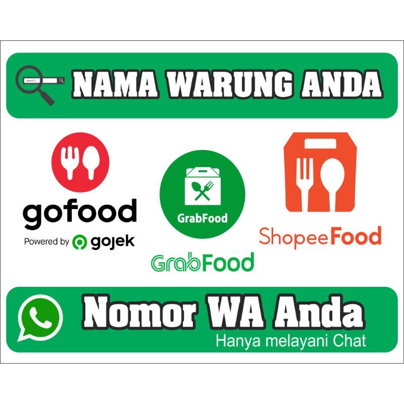 Stiker Online Food Custom Nama Warung