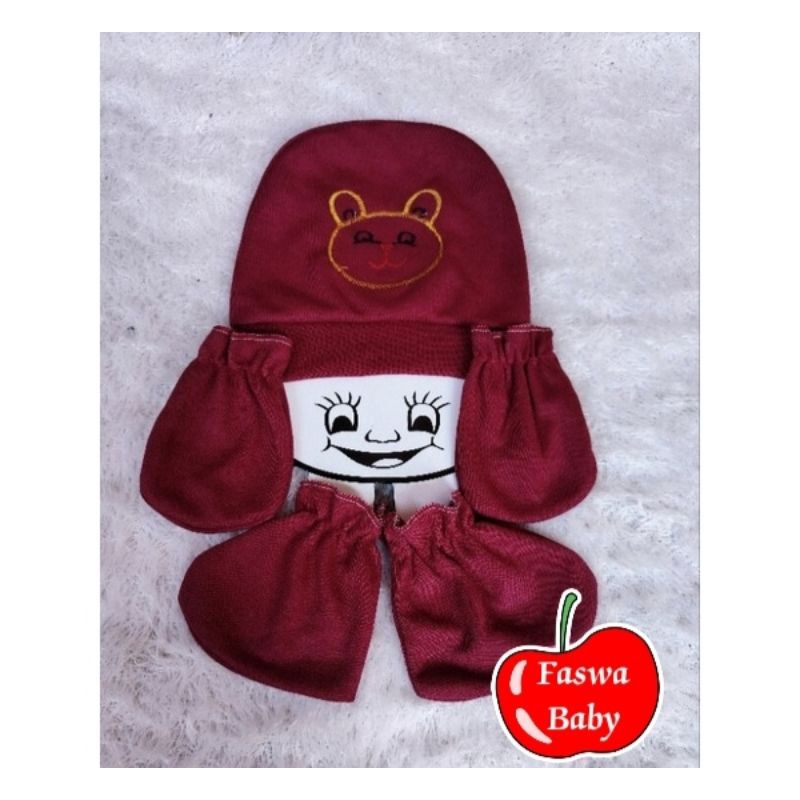 Topi kupluk bayi set sarung tangan Newborn / set topi sarung tangan dan sarung kaki bayi