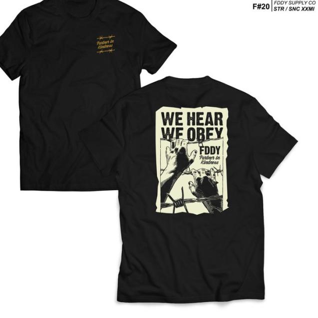 FRUDDY DUDDY - FDDY - KAOS HITAM - WE HEAR OBEY - XL