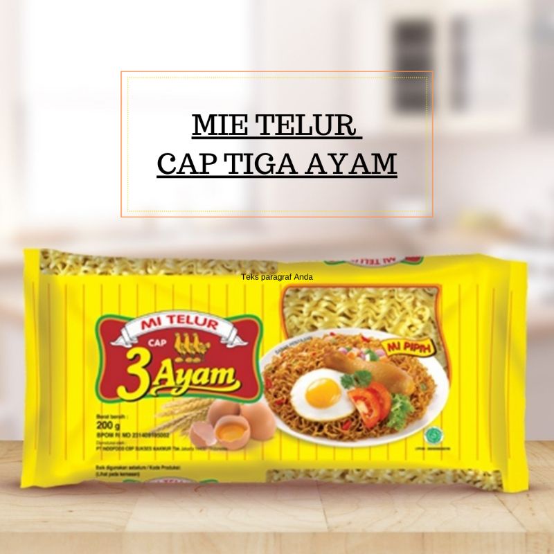 

Mie Telur Cap 3 Ayam 200gr