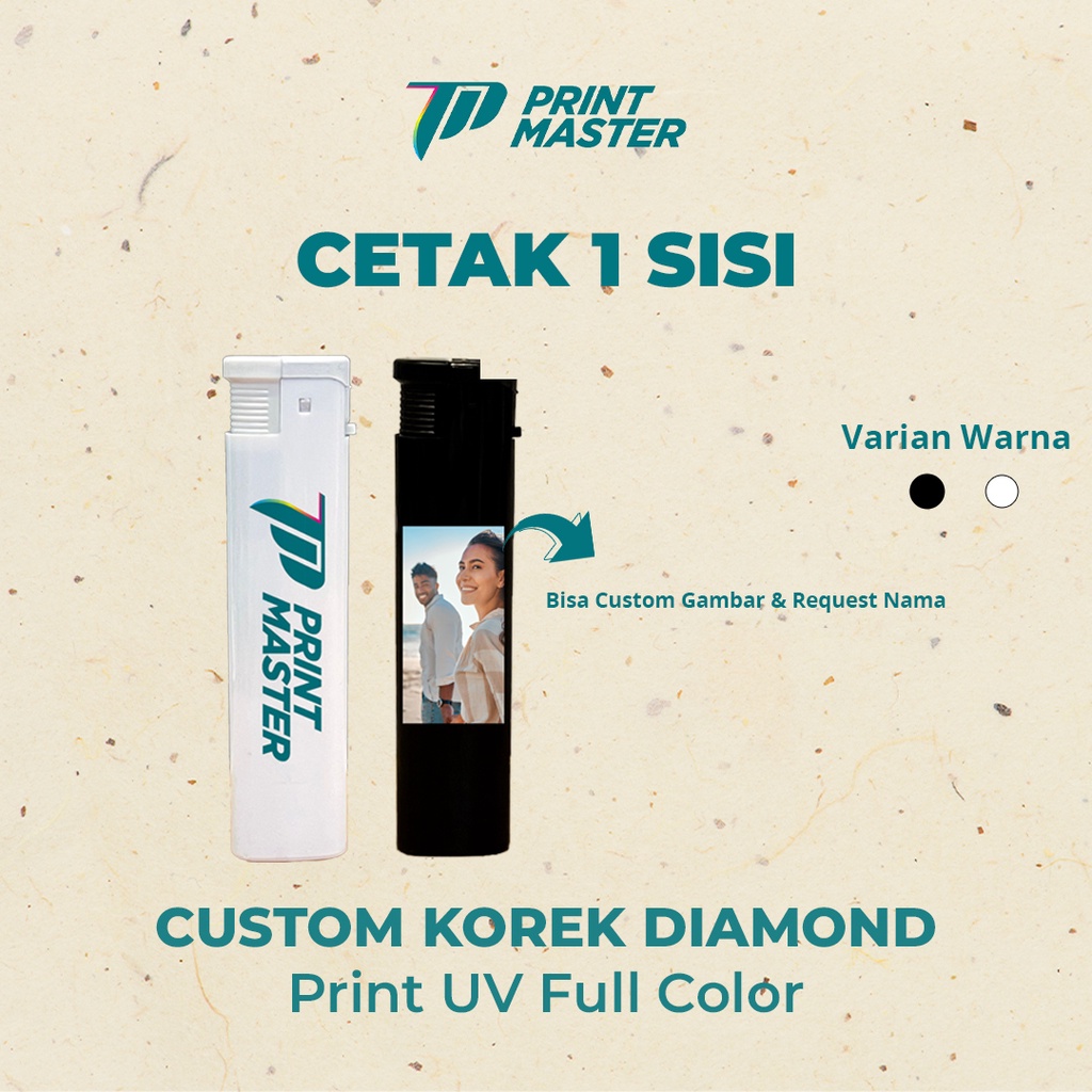 Custom Korek Api Diamond Gas Lighter Promosi Souvenir Print UV 1 Sisi