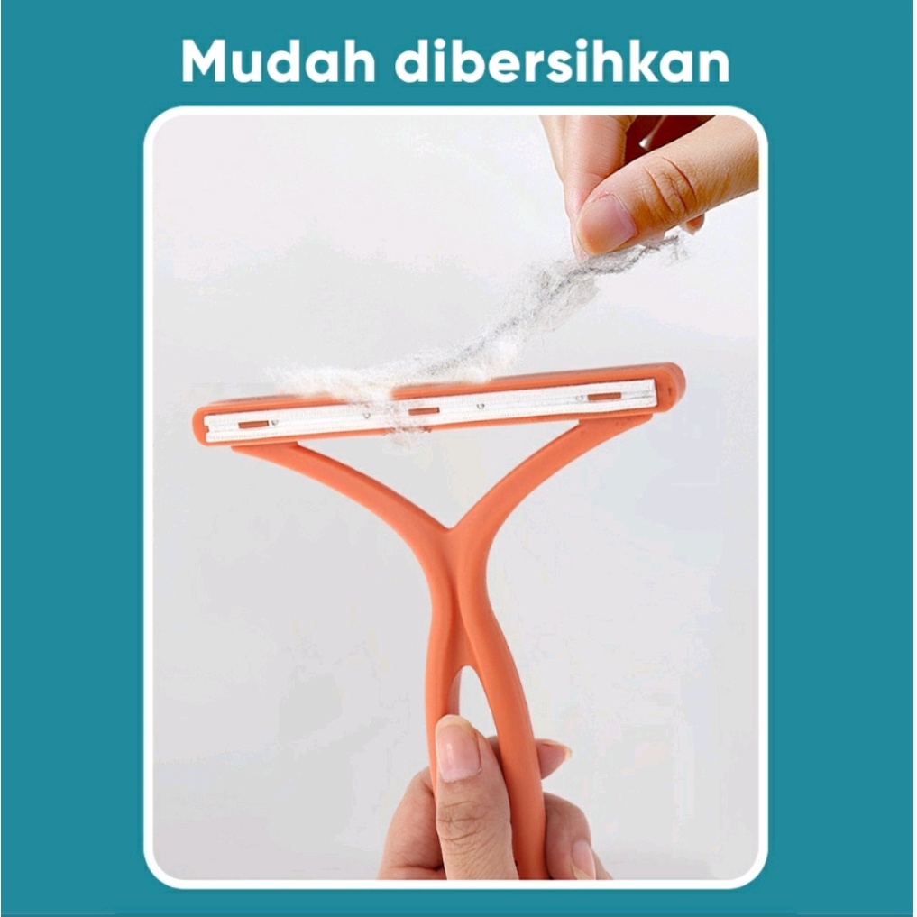 Alat Pembersih Serat Bulu Kain Pakaian D25 Sikat Pembersih Bulu Hewan Pet Hair Remover 2in1