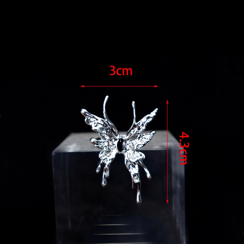 Butterfly Cincin Model Terbuka Desain Kupu-Kupu Hollow Gaya Rock Untuk Fashion