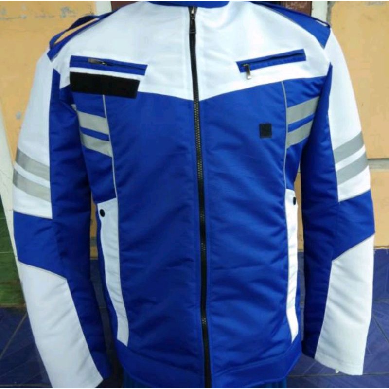 JAKET DISHUB PUTIH MIX BIRU