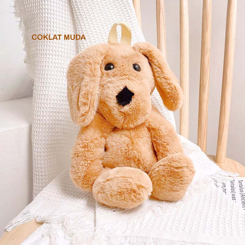 Tas beruang tedy bear bulu lucu imut gemoy Ransel Wanita Baru Boneka Mewah Ransel Kasual Tas Kepribadian Kartun Beruang Tas B2305-DOGY COKLAT MUDA