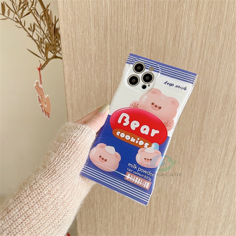 Realme 10 C30 C31 C35 C21Y C25Y RealmeC11 C25 C17 C15 C12 C3 C2 Realme 8i 7i 5 5i 6i 7 Pro Beruang Lucu Cookies Gummy Kemasan Tas Soft TPU Phone Case Binteacase