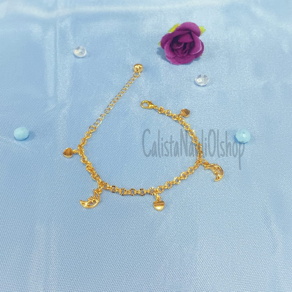 GELANG RANTAI JURAI ANAK FULL MATA  PERHIASAN EMAS KOREA ANTI KARAT DAN ANTI LUNTUR