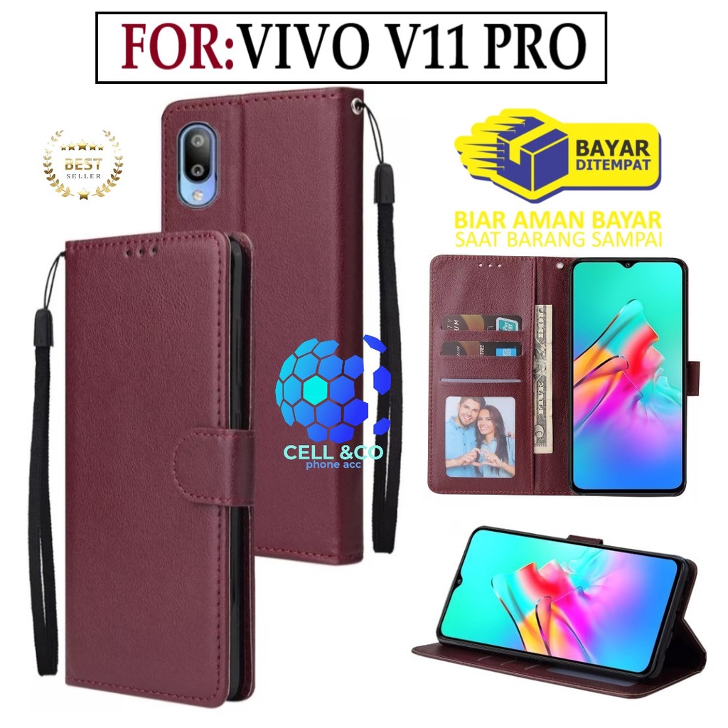 FLIP COVER VIVO V11 PRO LEATHER WALLET PREMIUM FLIP CASE BUKA TUTUP KESING HP CASING FLIP CASE WALLET VIVO V11 PRO