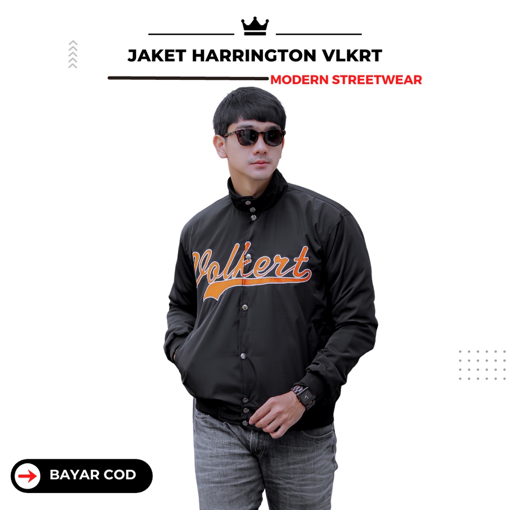 Jaket Bomber Varsity Kancing Pria Jacket Tebal Adem HARRINGTON VOLKERT