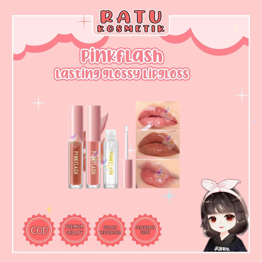 ❤ RATU ❤ Pinkflash Lasting Glossy LipGloss | Lip Gloss Pink Flash PF-L02