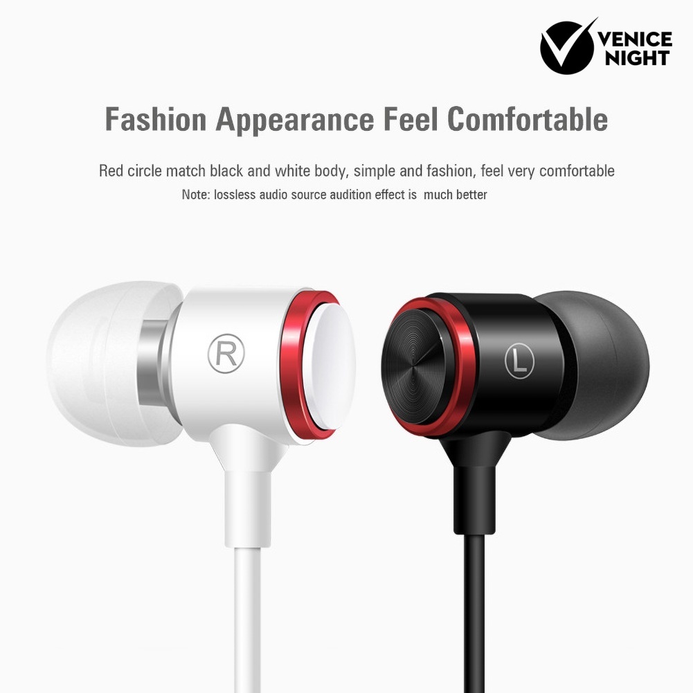 (VNEP) (Berkabel) 3.5mm Stereo Deep Bass Earphone In-ear Music Headset dengan Line Control Mic