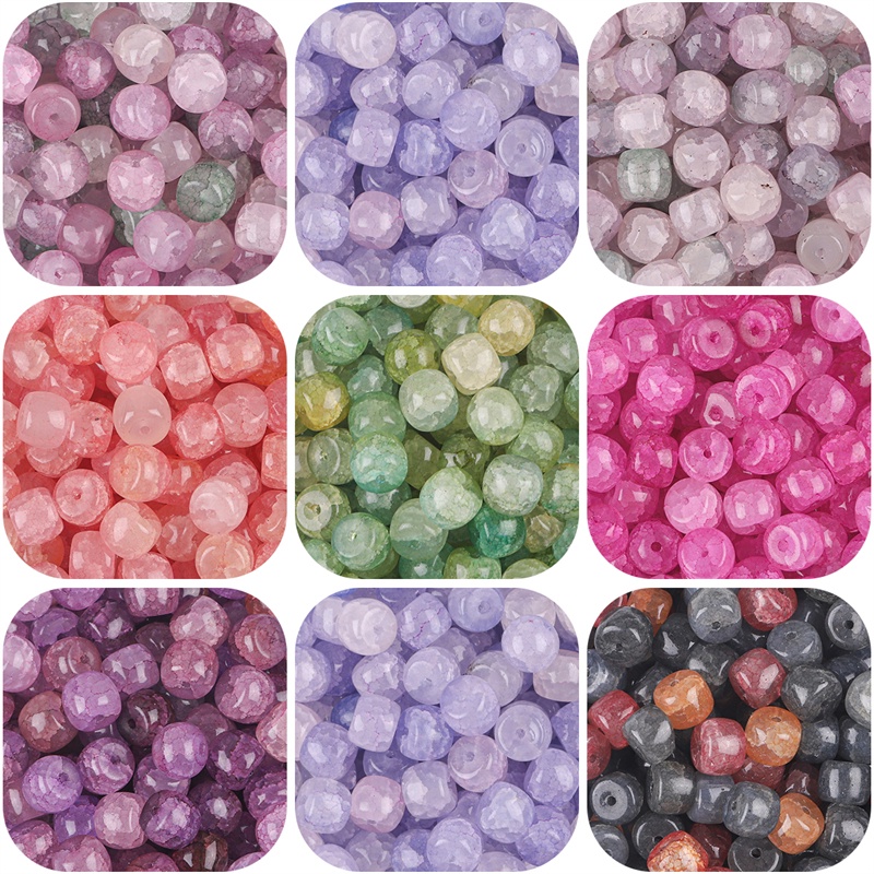 10x8mm Manik-Manik Kaca Bentuk Silinder Warna Ganda Untuk Membuat Perhiasan Gelang Charms