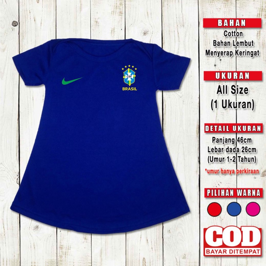 Dress Anak Perempuan Brasil Brazil Pakaian Dres Cewek Sepak Bola Negara Piala Dunia World Cup Euro E