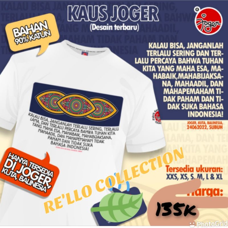 KAOS JOGER BALI ORIGINAL