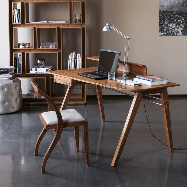 Set Meja Kerja Scandinavian Kayu Jati Terbaru-Meja Kantor Rumah Elegan - Meja + Kursi