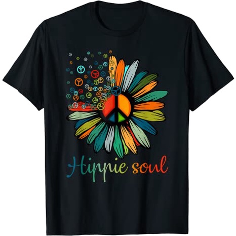 Baju Daisy Peace Sign Hippie Soul Tshirt Flower Lovers Gifts T-Shirt