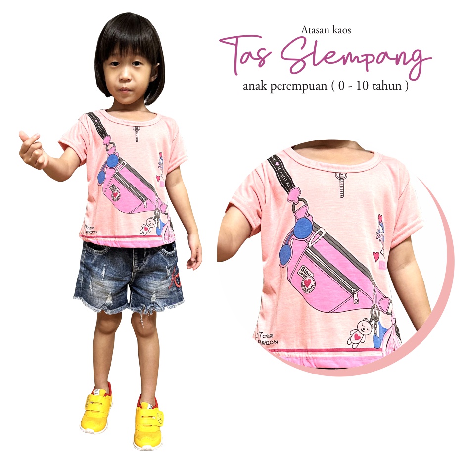 Atasan Kaos Anak Perempuan Tas Slempang CKids