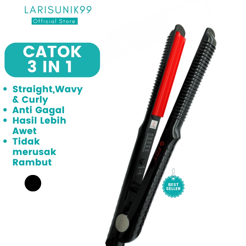 Catokan Rambut Wanita Pelurus Curly Perawatan Rambut Catok Curly 3 in 1 Keriting Pengeriting Alat Pelurus Keriting Kriting Curler Catokan Gelombang Lurus Ion Tourmaline Keramik Perawatan Kecantikan Ori Original Premium Terbaru