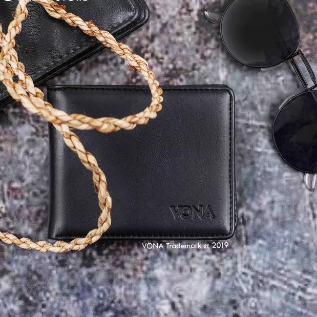 VONA Dompet Pria Kulit PU / Dompet Kartu Keren - MAJOR - Hitam