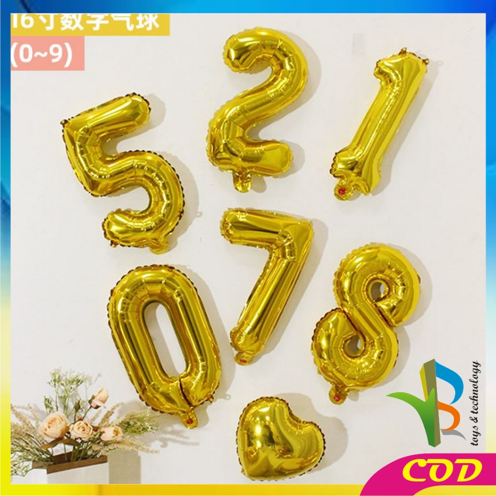 RB-C390 Balon Foil Huruf Gold A-Z Balon Foil Angka 0-9 / Ballon Foil Abjad Alphabet Angka Polos / Baloon Huruf Dan Angka Perlengkapan Ulang Tahun