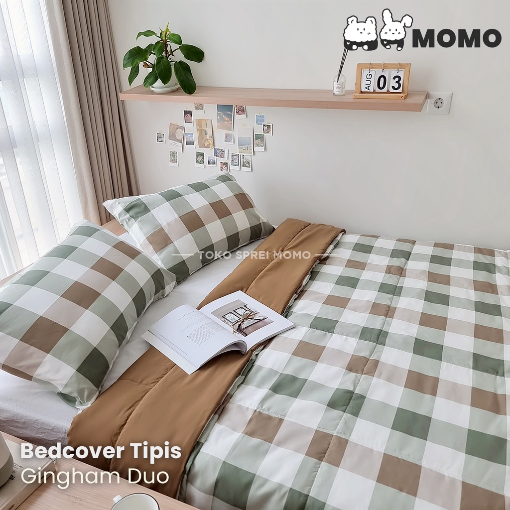 Bedcover Double Lite Edition - MOMO Gingham - Selimut Saja