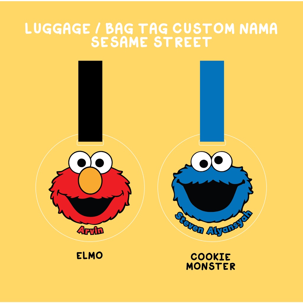 

Sesame Street Elmo Cookie Monster Luggage / bag tag / gantungan tas custom nama
