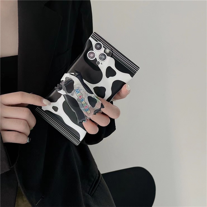 Soft Case TPU Motif Sapi Hitam Putih Cover IPhone 14 13 12 11 Pro Max X Xr Xs Max 8 7 6 6s Plus