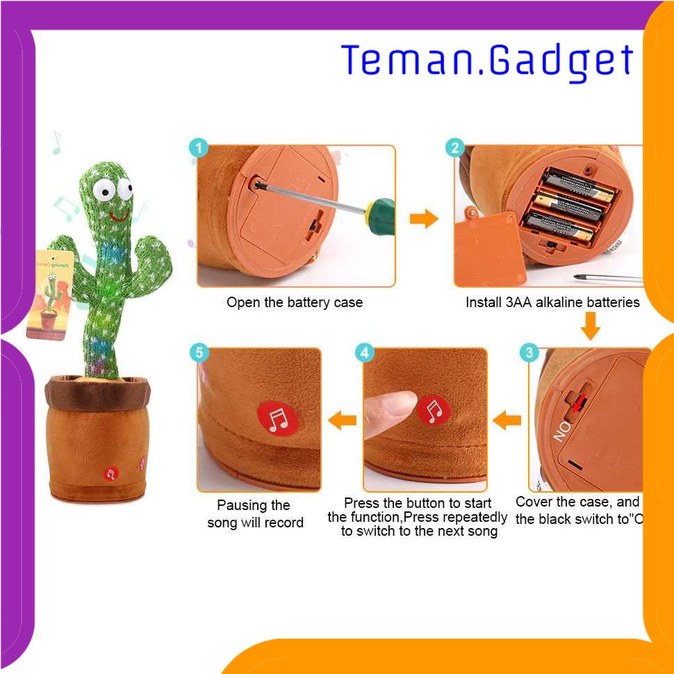 TG-MAN Yokibo Mainan Anak Dancing Cactus Plush Children Toy - N436