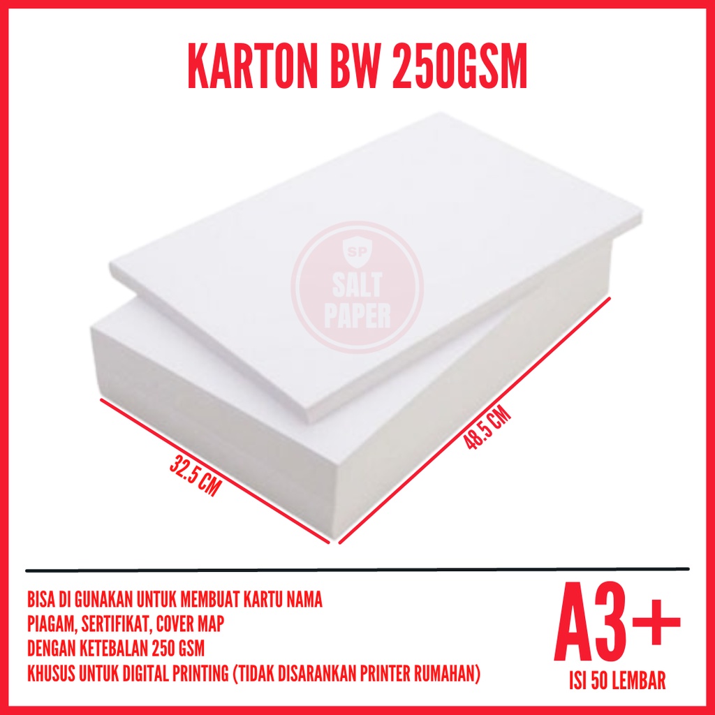

Kertas Karton BW A3 Plus isi 50 lembar / Kertas BW 250gsm