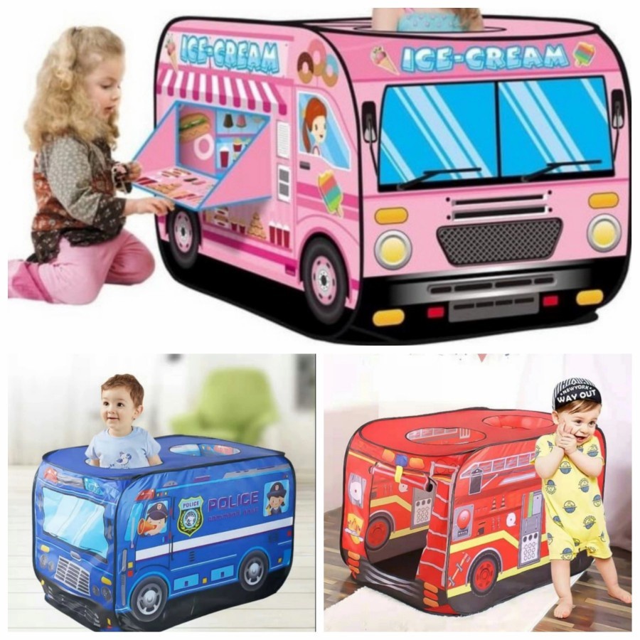 TD04 Mainan Tenda Anak Motif Mobil Polisi Pemadam Ice Cream Car Tent