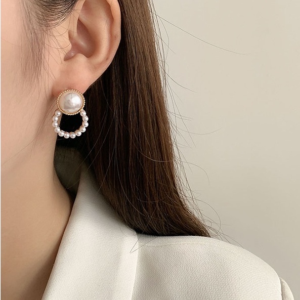 Anting Klip Telinga 925 silver Aksen Mutiara Gaya Korea retro Untuk Wanita