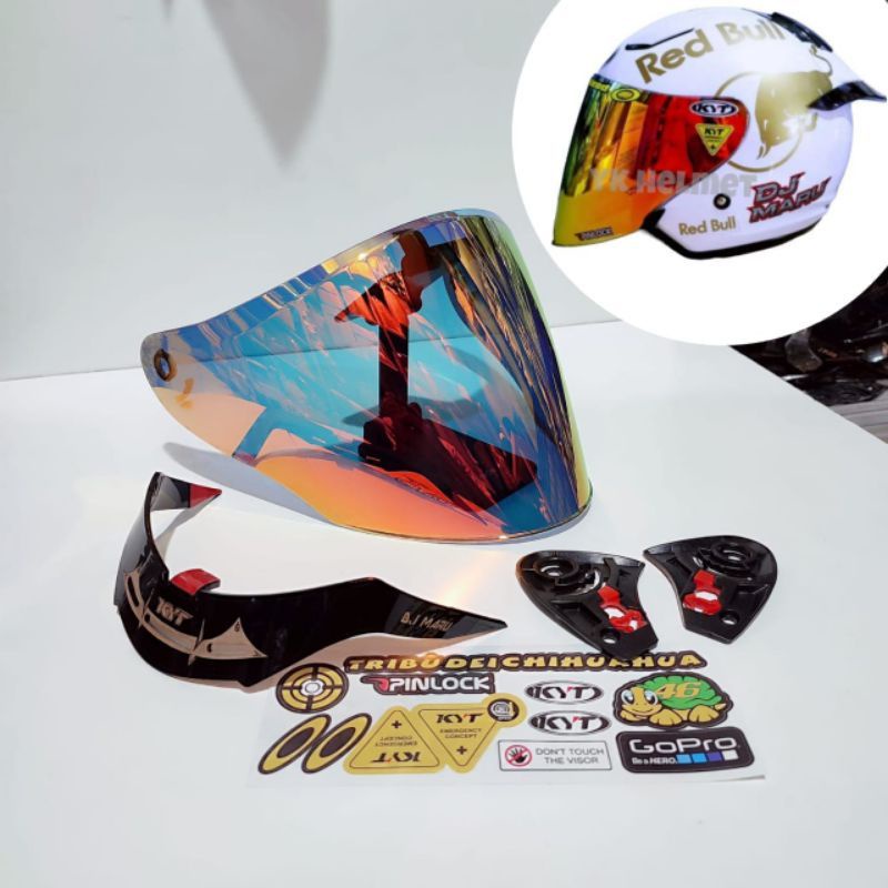 Paket visor kyt dj maru iridium red + rachet + spoiler kyt dj maru free stiker visor