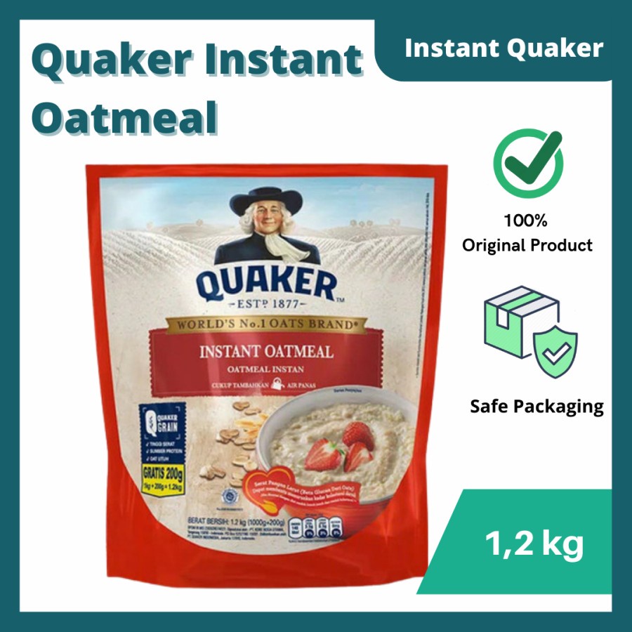 

Quaker Instant Oatmeal 1200gr (warna merah)