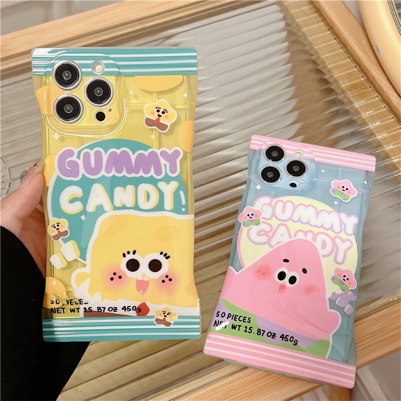 Soft Case Silikon Motif Kartun Warna Permen Untuk iPhone 14 13 12 11 Pro Max X Xr Xs Max 8 7 6 6s Plus SE