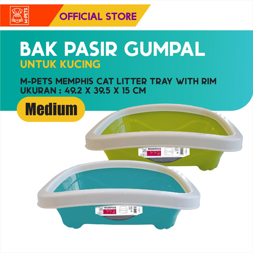 M-Pets Memphis Cat Litter Tray With Rim Medium / Pasir Kucing