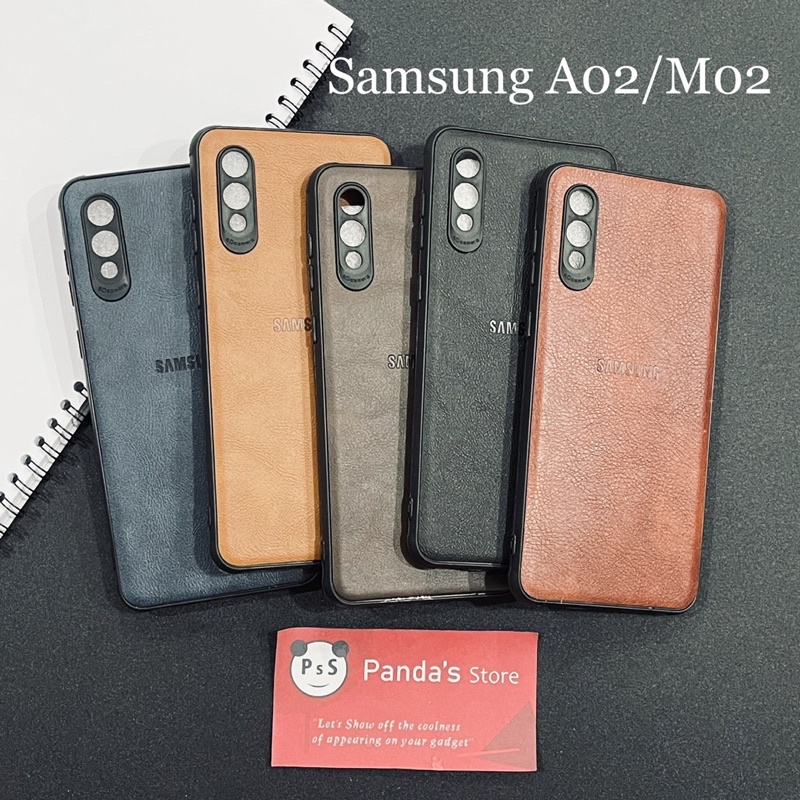 Leather Case Samsung A02 / M02 Softcase Kulit Elegan Casing Slim Fit