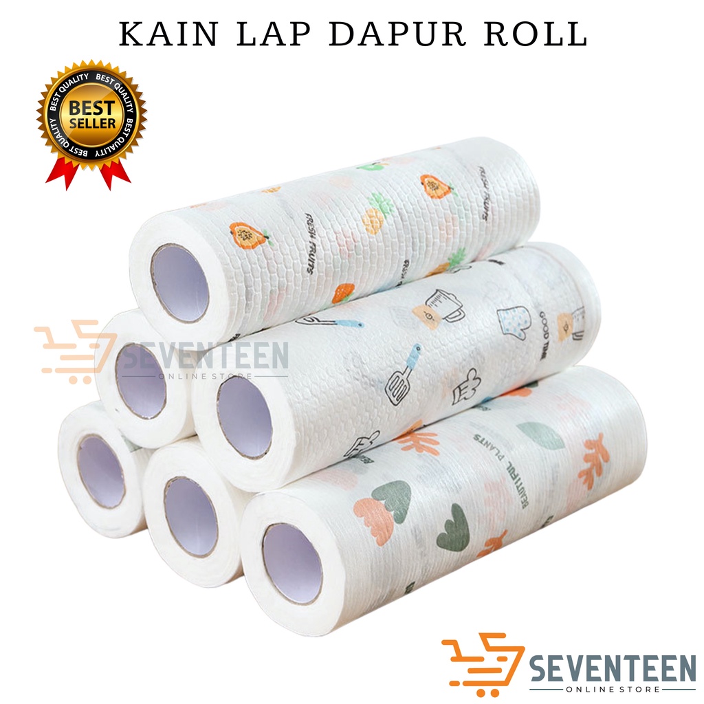 SEVENTEEN TISSUE KAIN LAP DAPUR ROLL GULUNG 50-LEMBAR 200-LEMBAR KAIN LAP DAPUR GULUNG NON WOVEN KAIN PEMBERSIH DAPUR SERBAGNA KITCHEN TISSUE ROLL