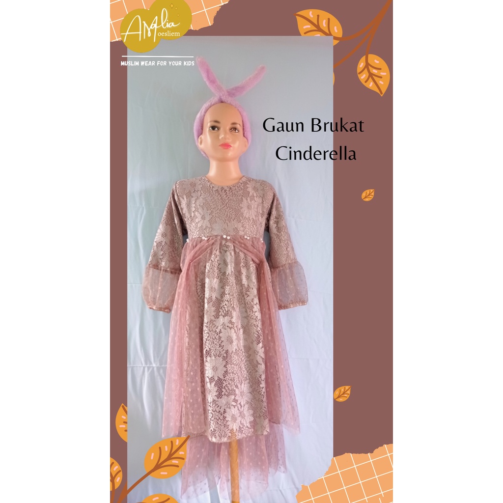 Amalia Mosliem - Gamis Pesta Anak Perempuan  | Gaun  Cinderella berbahan Brukat Mix Tile Dot