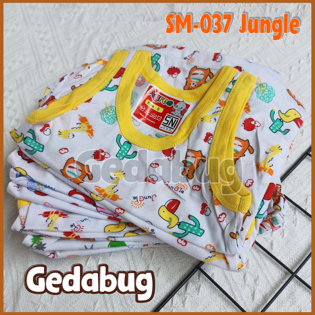 3 Pcs - Singlet Agree Kids SM - 037 Jungle | Singlet Anak motif lucu &amp; bahan berkualitas | Gedabug